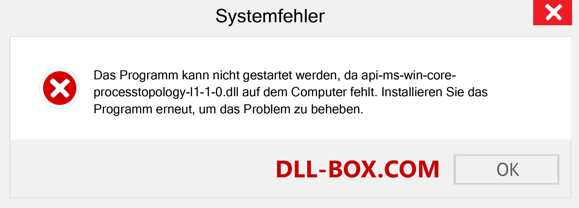 api-ms-win-core-processtopology-l1-1-0.dll-Datei fehlt?. Download für Windows 7, 8, 10 - Fix api-ms-win-core-processtopology-l1-1-0 dll Missing Error unter Windows, Fotos, Bildern